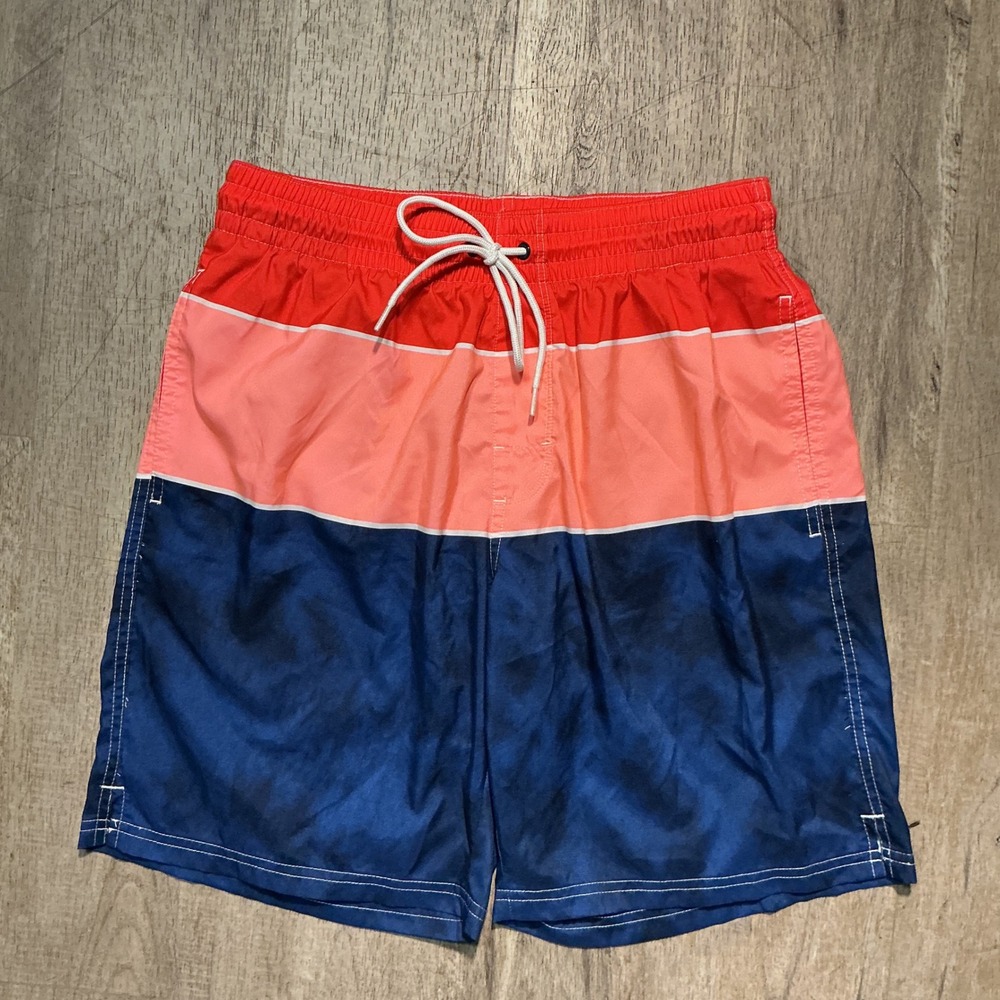 Old Navy Mens Swim Trunks Red Coral Navy Blue Mesh Lined Size M